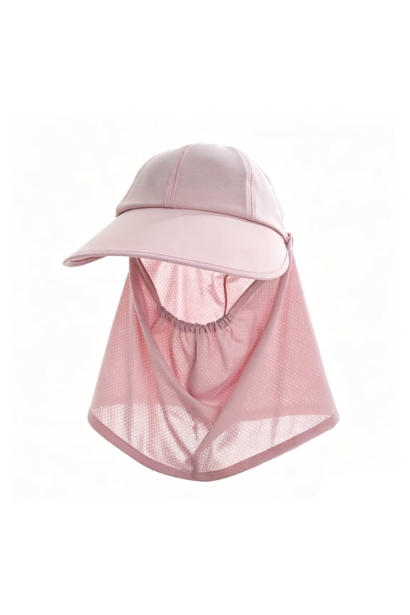 Womens Summer Sun Hat UV Protection Face Shield Mask for Cycling Riding Outdoor Adjustable Breathable Lightweight Pink