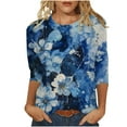 thumbnail image 1 of Xmyrz Womens T Shirts Loose Fit Summer Three Quarter Sleeve Crew Neck 3D Print Graphic Breathable Vogue Casual Tops Casual Blouses, 1 of 4