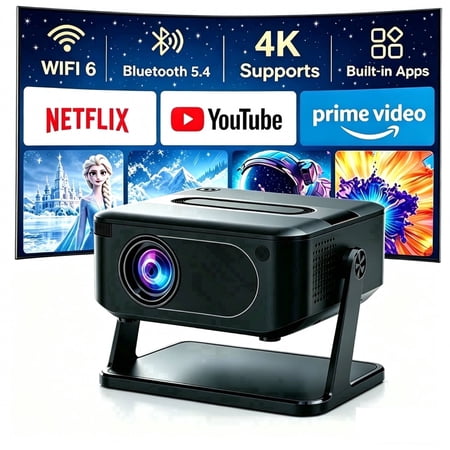 Xnano Mini Projector with WiFi and Bluetooth, Portable Projector 4K 1080P HD Supported Smart Projector, Auto Vertical Keystone Outdoor Movie Projector