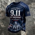thumbnail image 1 of Xneal 911 25th Anniversary T-Shirt Short Sleeve Casual Never Forget 911 Print Blue Shirts for Men Size 2XL, 1 of 5