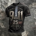 thumbnail image 1 of Xneal 911 25th Anniversary T-Shirt Short Sleeve Never Forget 911 Print Casual Black Shirts for Men Size S, 1 of 5