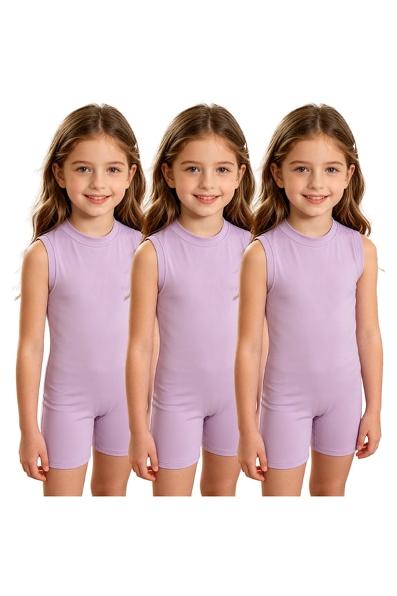 3 Pack Special Needs Adaptive Clothing Girls Boys Sleeveless Autism Anti-strip Jumpsuit Short Leg Romper Lavender 6