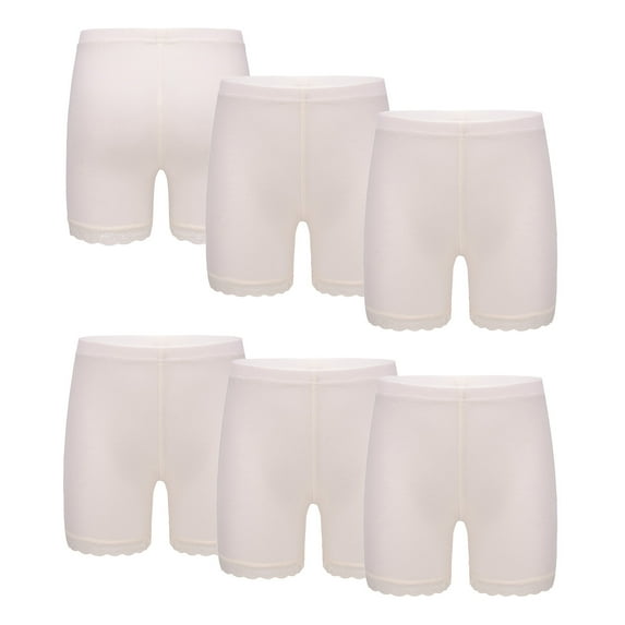 Xnihocha 6 Packs Girls Lace Trim Dance Safety Shorts Active Bike Shorts Under Dress Undershorts Nude 11-12