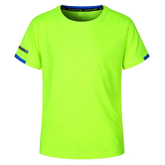 Xnihocha Boys' Activewear T-Shirts Quick-drying Outdoor Active Athletic Crew Neck Tee Top Fluorescent Green 120