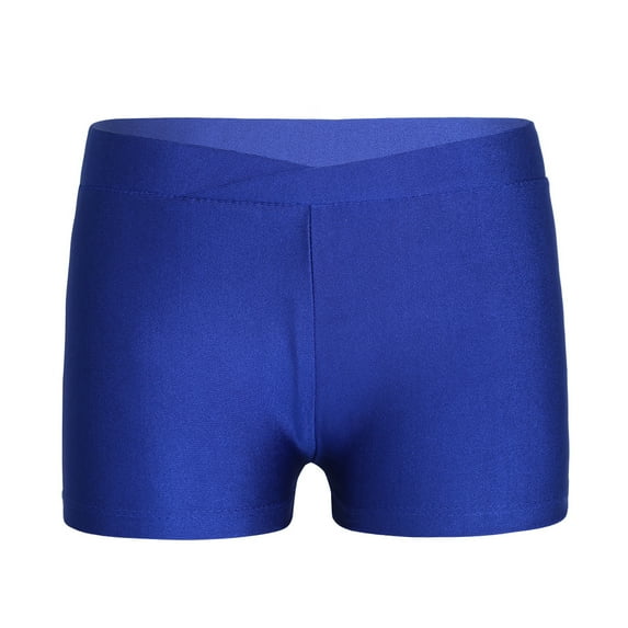 Xnihocha Girls Boys Athletic Shorts Stretchy Yoga Cheer Bike Dance Gymnastics Shorts Leggings Royal Blue 13-14