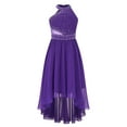 thumbnail image 1 of Xnihocha Girls Dress Shiny Sequin Sleeveless Halter Neck High-low Hem Flower Girls Dress Wedding Birthday Party Ball Gown Purple 8, 1 of 5