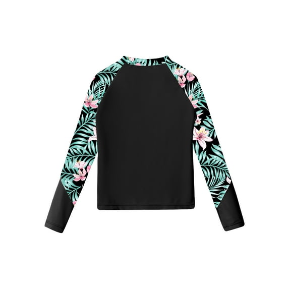 Xnihocha Girls Rash Guard Shirt Long Sleeve UPF 50+ Water Beach Sport Swim Bathing Tops Swimwear Black 8
