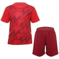 thumbnail image 1 of Xnihocha Kids Boys Football Training Uniform Soccer Jersey Short Sleeve Shirts with Drawstring Mesh Red XXS, 1 of 7