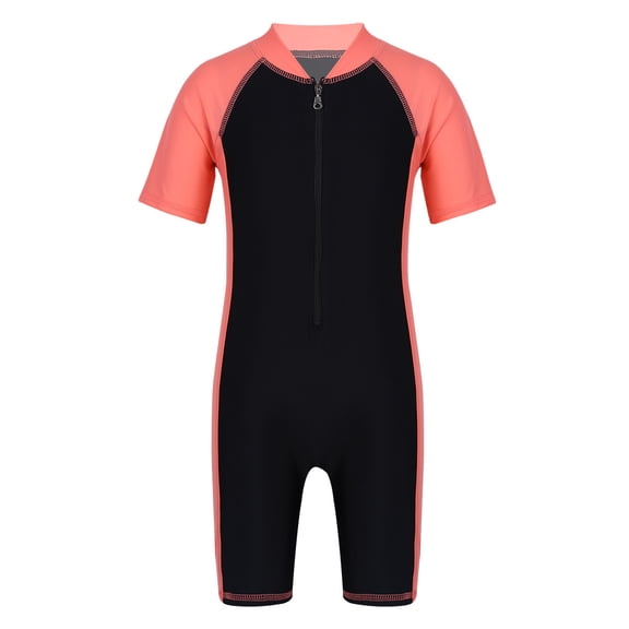 Xnihocha Kids Boys Girls One Piece Shorty Wetsuit Rash Guard Surfing Suit UV Sun Protection Swimsuit Watermelon Red&Black 4