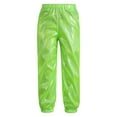 thumbnail image 1 of Xnihocha Kids Boys Girls Shiny Metallic Harem Pants Elastic Waistband Jazz Dance Trousers Loose Fluorescent Green 170, 1 of 6