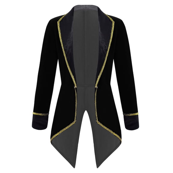 Xnihocha Kids Boys Girls Tailcoat Gentleman Jacket Coat Drummer Band Uniform Party Fancy Dress Up Black 8
