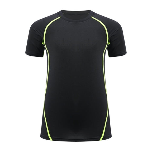 Xnihocha Kids Boys Rash Guard Shirts Short Sleeve Quick Dry Swim T Shirt Seaside Water Tops Workout Black&Green 26