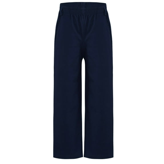 Xnihocha Kids Boys School Uniform Pants Elastic Waist Solid Straight-Leg Pants Pull On Trousers with Pockets Navy Blue 10-11