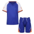 thumbnail image 1 of Xnihocha Kids Boys Summer Tracksuits Basketball Football Jersey Set Short Sleeve Sport T-shirt Shorts Blue 4XS, 1 of 7