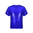 thumbnail image 1 of Xnihocha Kids Dancing Clothes Metallic Shiny Hip Hop Jazz T-Shirt Top Modern Dance Stage Performance Royal Blue 120, 1 of 7