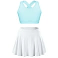 thumbnail image 1 of Xnihocha Kids Girls 2pcs Tennis Golf Sports Outfit U Neck Tank Top with Pleated Skort Skirt Set Gym Light Blue&White 14, 1 of 7