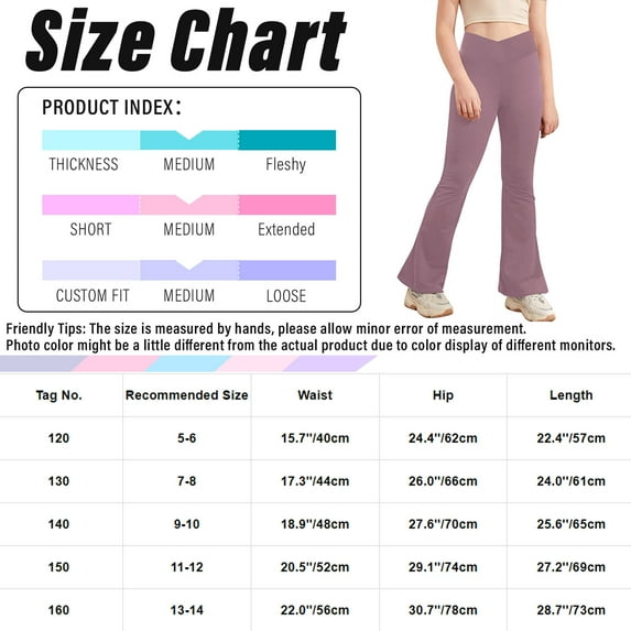 Xnihocha Kids Girls Ballet Dance Flare Leggings Street Flared Pants Jazz Latin Bottoms Compression Dark Navy 150