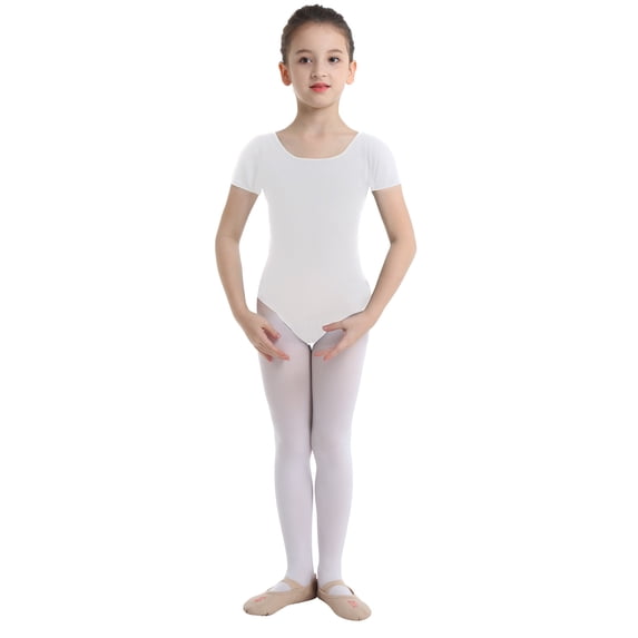Xnihocha Kids Girls Basic Ballet Leotard Training Dance Gymnastics Bodysuit Dancewear White 3
