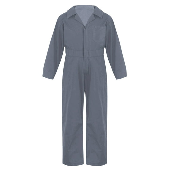 Xnihocha Kids Girls Boys Long Sleeve Zip-up Coveralls Mechanic Bodysuit Overalls Jumpsuit Flightsuit Grey 8