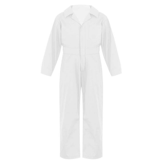 Xnihocha Kids Girls Boys Long Sleeve Zip-up Coveralls Mechanic Bodysuit Overalls Jumpsuit Flightsuit Ivory 6
