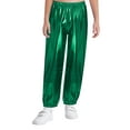 thumbnail image 1 of Xnihocha Kids Girls Boys Trousers Metallic Sparkle Hip Hop Jazz Modern Dance Pants Loose Fit Streetwear Green 160, 1 of 7