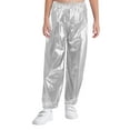 thumbnail image 1 of Xnihocha Kids Girls Boys Trousers Metallic Sparkle Hip Hop Jazz Modern Dance Pants Loose Fit Streetwear Silver 100, 1 of 7