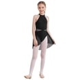 thumbnail image 1 of Xnihocha Kids Girls Floral Lace Halter Neck Sleeveless Ballet Leotards Lyrical Dance Dress Costume Black 12, 1 of 6
