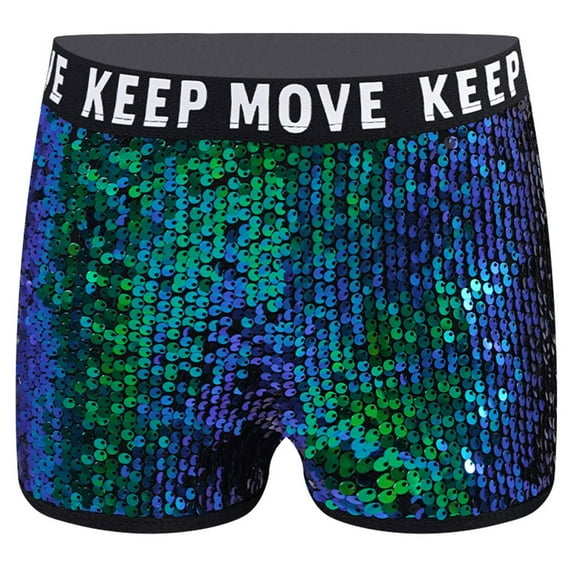 Xnihocha Kids Girls Glitter Sequins Dance Shorts Hip-Hop Jazz Modern Dance Costume Summer Hot Pants Green 4