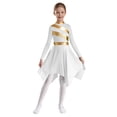 thumbnail image 1 of Xnihocha Kids Girls Liturgical Worship Dress Long Sleeve Praise Stripe Dance Dress Tunic Asymetrical Robe White 8, 1 of 7
