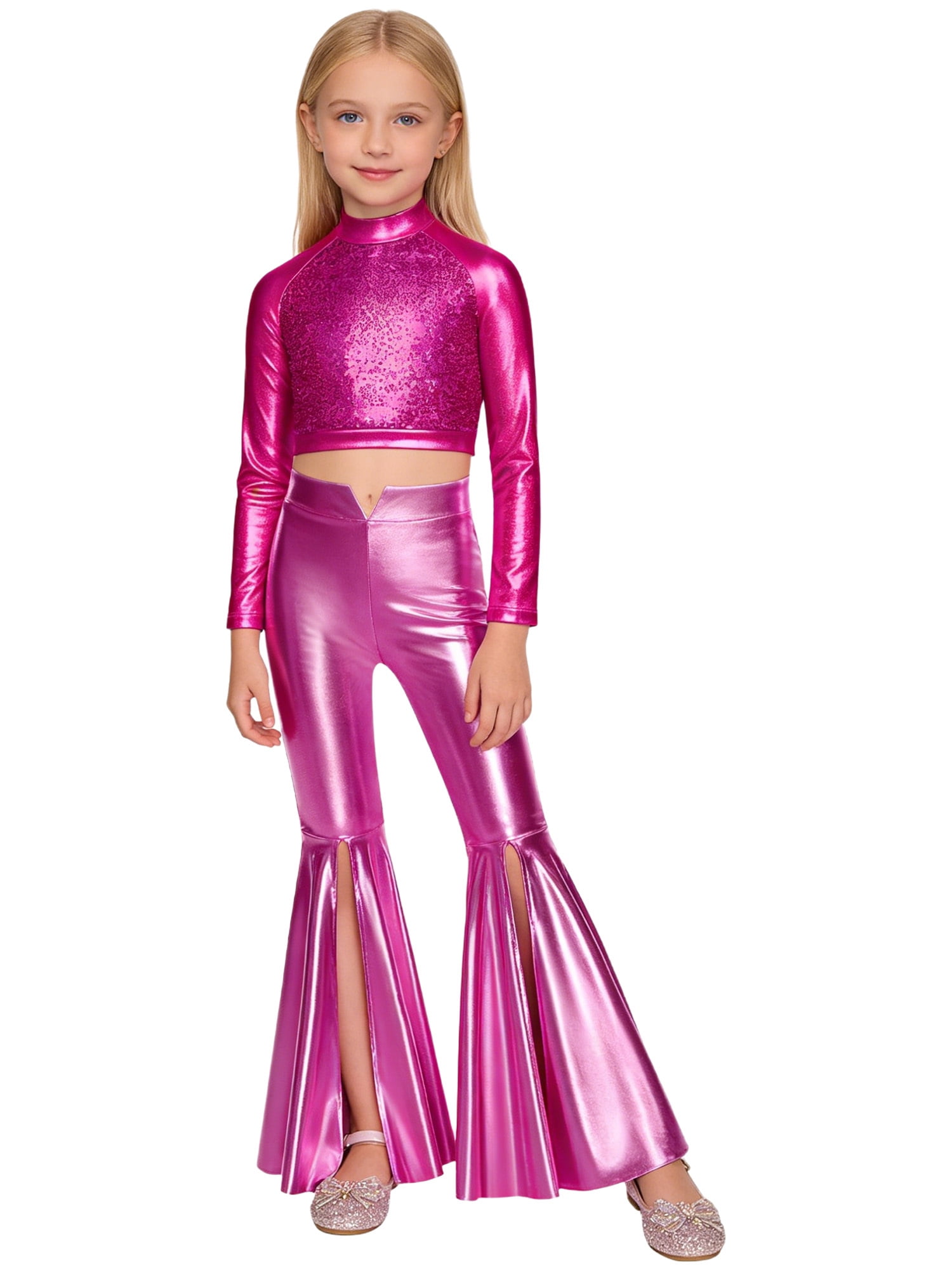 Xnihocha Kids Girls Modern Hip Hop Jazz Disco Dance Outfits Ruffle Crop ...