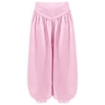 thumbnail image 1 of Xnihocha Kids Girls Satin Belly Dance Pants Wide Leg Bloomers Trousers Arab Princess Party Performance Pants Pink 10, 1 of 5