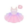thumbnail image 1 of Xnihocha Girls Sequins Ballet Tutus Jazz Latin Dance Dress with Hair Scrunchie Ballroom Dancewear Pink 4, 1 of 6