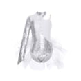 thumbnail image 1 of Xnihocha Kids Girls Sequins Dance Leotard with Tulle Tutu Skirt for Ballet Jazz Modern Dancewear Silver 14, 1 of 6