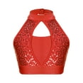 thumbnail image 1 of Xnihocha Kids Girls Sequins Latin Jazz Dance Crop Top Sleeveless Halter Tank Top Modern Dancewear Red 10, 1 of 5