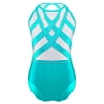thumbnail image 1 of Xnihocha Kids Girls Sleeveless Gymnastics Leotards Keyhole Back Color Block Bodysuit Gym Yoga Blue Green 14, 1 of 4