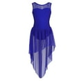 thumbnail image 1 of Xnihocha Kids Girls Sleeveless Lyrical Dance Dress Gymnastics Ballet Dance Leotard with High-Low Mesh Skirt Blue 4, 1 of 7