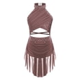 thumbnail image 1 of Xnihocha Kids Girls Sleeveless Rhinestone Ballet Dance Leotard Lyrical Dress Performance Dancewear Dusty Pink 16, 1 of 6