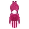 thumbnail image 1 of Xnihocha Kids Girls Sleeveless Rhinestone Ballet Dance Leotard Lyrical Dress Performance Dancewear Hot Pink 16, 1 of 6