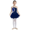 thumbnail image 1 of Xnihocha Kids Girls Sleeveless Rhinestone Shiny Ballet Dress Figure Skating Dress Lyrical Dancewear Dark Blue 14, 1 of 7