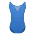 thumbnail image 1 of Xnihocha Kids Girls Sleeveless Round Neck Ballet Dance Unitards Sheer Mesh Patchwork V-Back Blue 160, 1 of 6