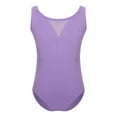 thumbnail image 1 of Xnihocha Kids Girls Sleeveless Round Neck Ballet Dance Unitards Sheer Mesh Patchwork V-Back Purple 110, 1 of 6