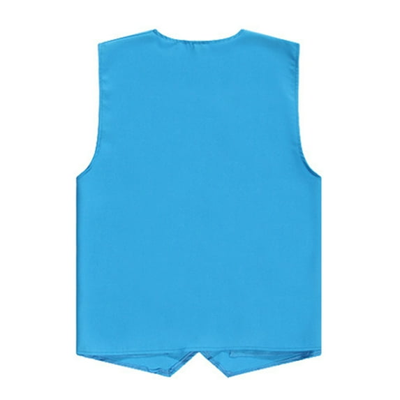 Xnihocha Kids Volunteer Activities Vest Solid Color Button Down Waistcoat Boys Girls Waiter Bartender Sky Blue M/11