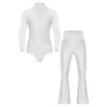 thumbnail image 1 of Xnihocha Men's Cha Cha Latin Ballroom Dance Outfit Long Sleeve Lapel Bodysuit Tops with Bell Bottom Pants White L, 1 of 7