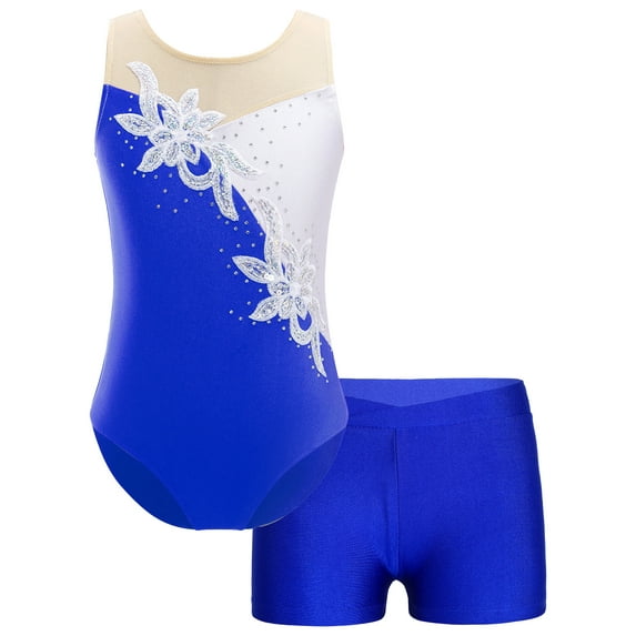 Xnihocha New Gymnastics Leotards for Girls Tumbling Dance Outfits Ballet Dance Unitard Biketard Royal Blue 12