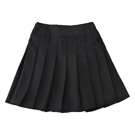 Xnihocha Pleated Skirt for Kids School Girls Uniform Casual A-Line Skater Tennis Golf Skirts Skorts Black 2-3