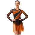 thumbnail image 1 of Xnihocha Shiny Ballet Dress For Women Figure Skating Long Sleeve Tutu Skirt Dress Rhythmic Gymnastics Orange S, 1 of 5