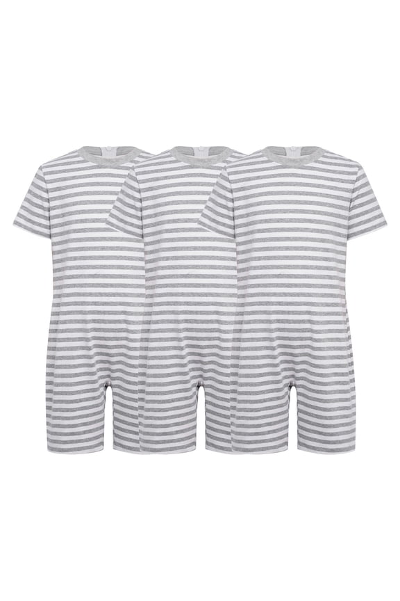 3 Pack Adaptive Clothing for Kids with Special Needs Boys Striped Anti-strip Back Zip Romper Jumpsuit Grey 12