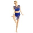 thumbnail image 1 of Xnihocha Women Girls Sheer Mesh Ballet Leotard Modern Lyrical Dance Costume Performance Dancewear Blue Medium, 1 of 7