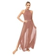 thumbnail image 1 of Xnihocha Women Long Lyrical Dance Dress Sleeveless Side Split Maxi Dress Contemporary Dancewear Dusty Pink XL, 1 of 7