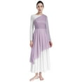 thumbnail image 1 of Xnihocha Women Praise Lyrical Dance Dress One Shoulder Asymmetrical Worship Dance Mesh Overlay Dress Light Purple M, 1 of 7
